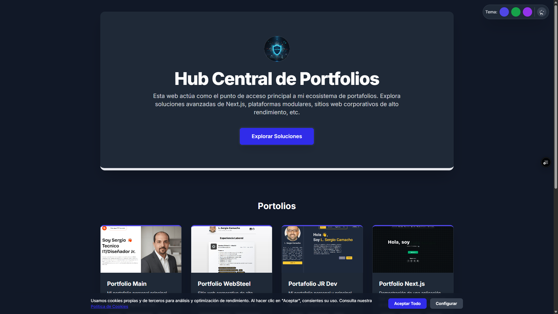 Captura de pantalla de la aplicación de Portfolio